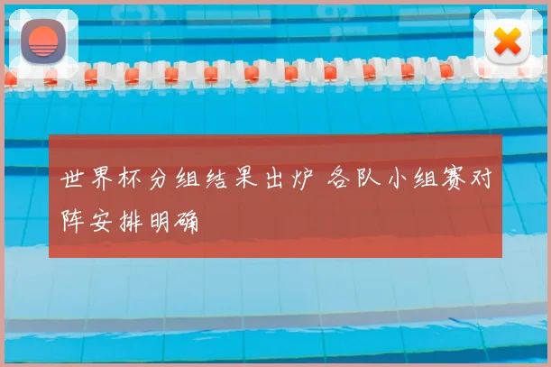 世界杯分组结果出炉 各队小组赛对阵安排明确